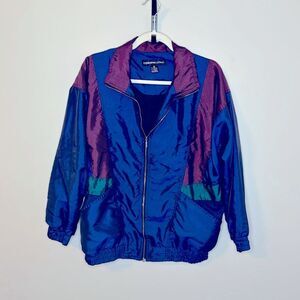 Vintage 90s Color block Nylon Windbreaker California Legend  Medium Blue